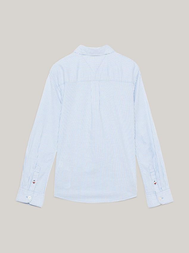 blue essential flex regular fit overhemd met streep voor boys - tommy hilfiger