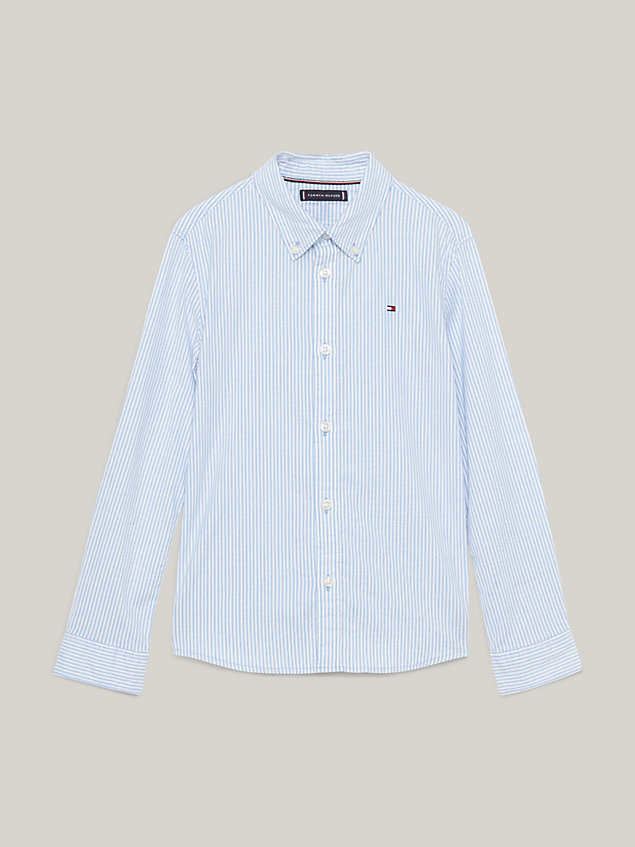 blue essential flex regular fit overhemd met streep voor boys - tommy hilfiger