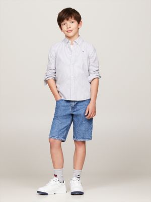 camicia essential th flex a righe ithaca blu da bambini tommy hilfiger