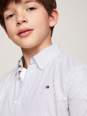 camicia essential th flex a righe ithaca blu da bambini tommy hilfiger