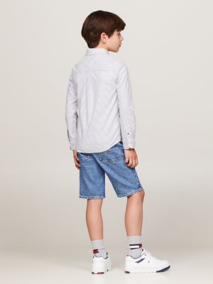 camicia essential th flex a righe ithaca blu da bambini tommy hilfiger