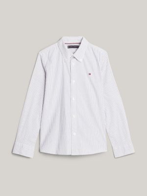 chemise essential à rayures ithaca th flex bleu pour garçons tommy hilfiger