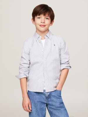 blue essential flex ithaca stripe shirt for boys tommy hilfiger