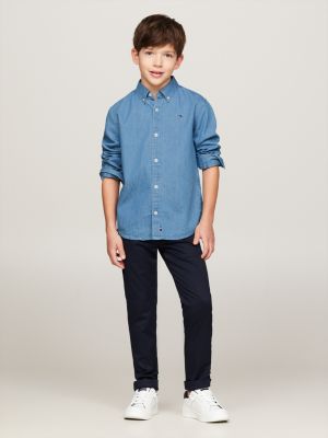 Essential Button-Down Collar Chambray Denim Shirt, Denim