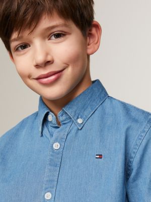 Essential Button-Down Collar Chambray Denim Shirt | Denim | Tommy Hilfiger