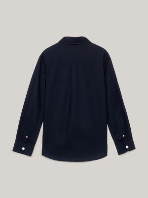 blue essential hemd in waffelstruktur mit flag für jungen - tommy hilfiger