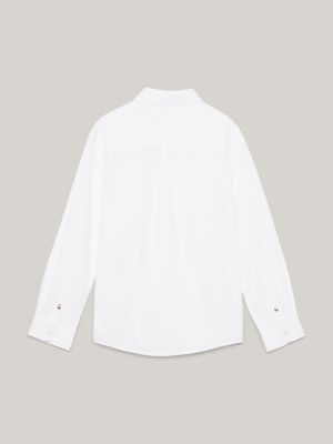 white essential hemd in waffelstruktur mit flag für jungen - tommy hilfiger