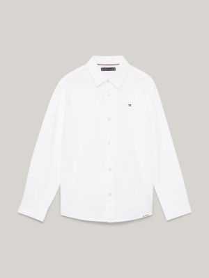 white essential hemd in waffelstruktur mit flag für jungen - tommy hilfiger
