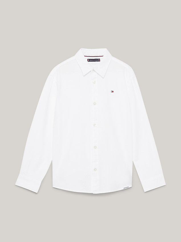 camisa essential de textura gofrada con logo white de niños tommy hilfiger