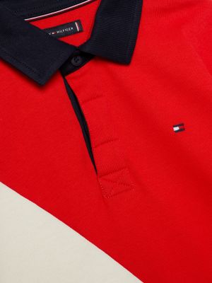 Colour-Blocked Long Sleeve Polo | Red | Tommy Hilfiger