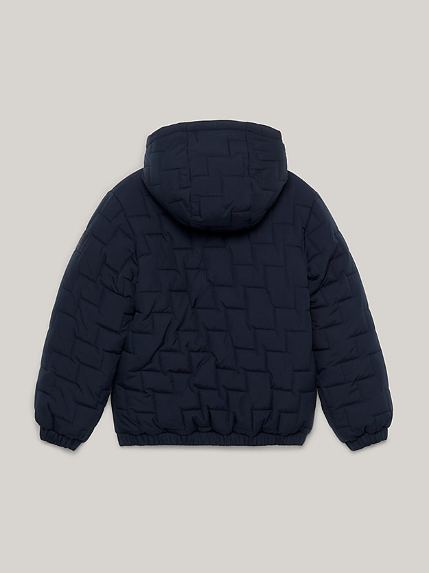 blue quilted padded hooded jacket for boys tommy hilfiger