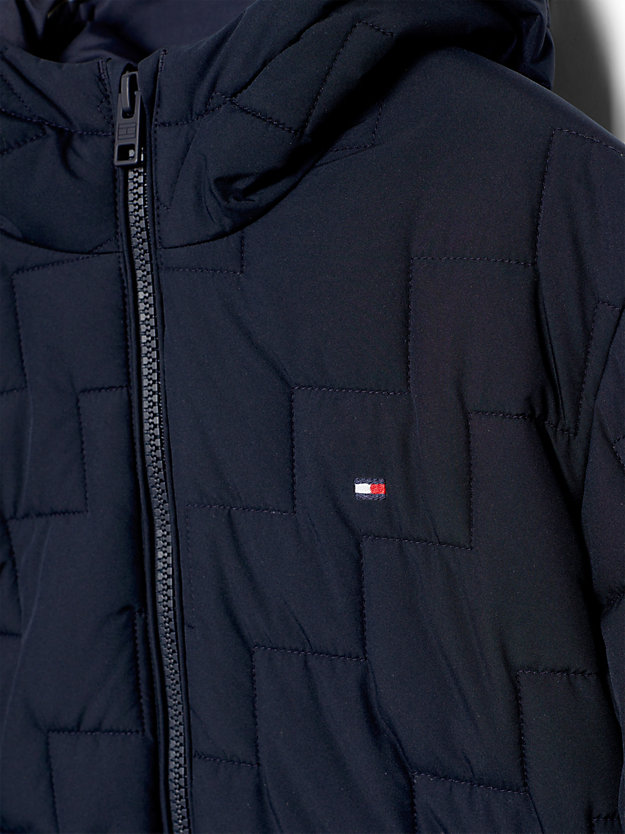 blue quilted padded hooded jacket for boys tommy hilfiger