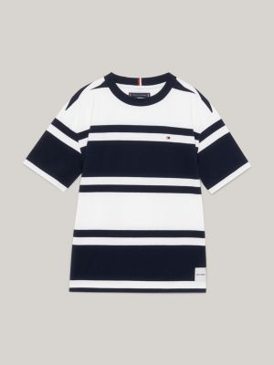 T-shirt maniche lunghe in cotone blu marino Tommy Hilfiger