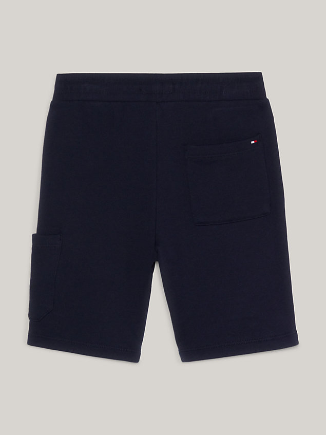 blue th monogram stamp side pocket shorts for boys tommy hilfiger