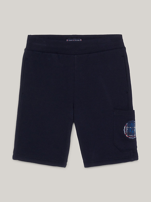 shorts th monogram con logo sulla tasca blu da bambini tommy hilfiger