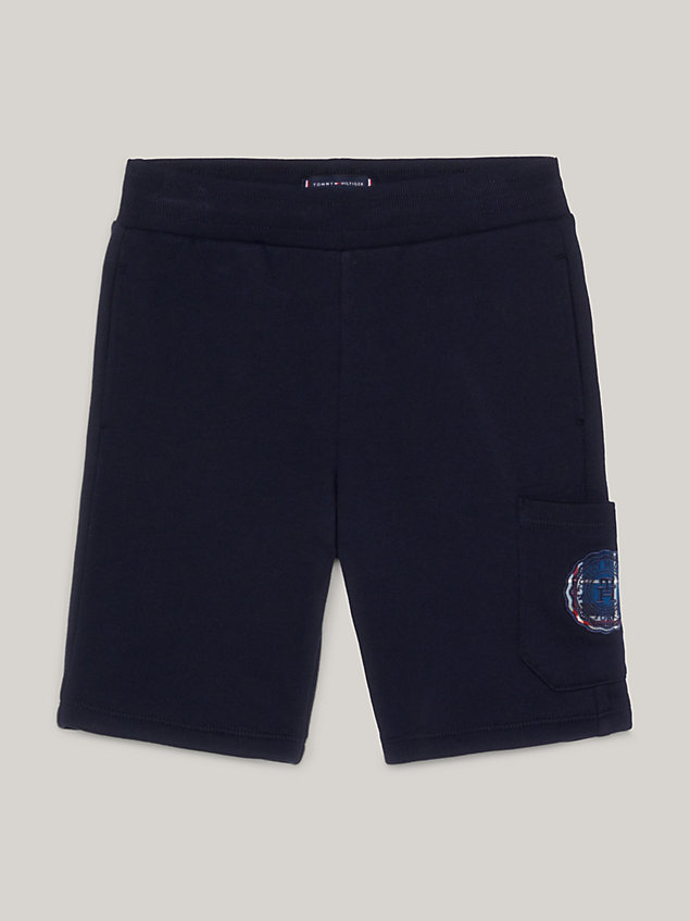 shorts th monogram con logo sulla tasca blue da bambino tommy hilfiger