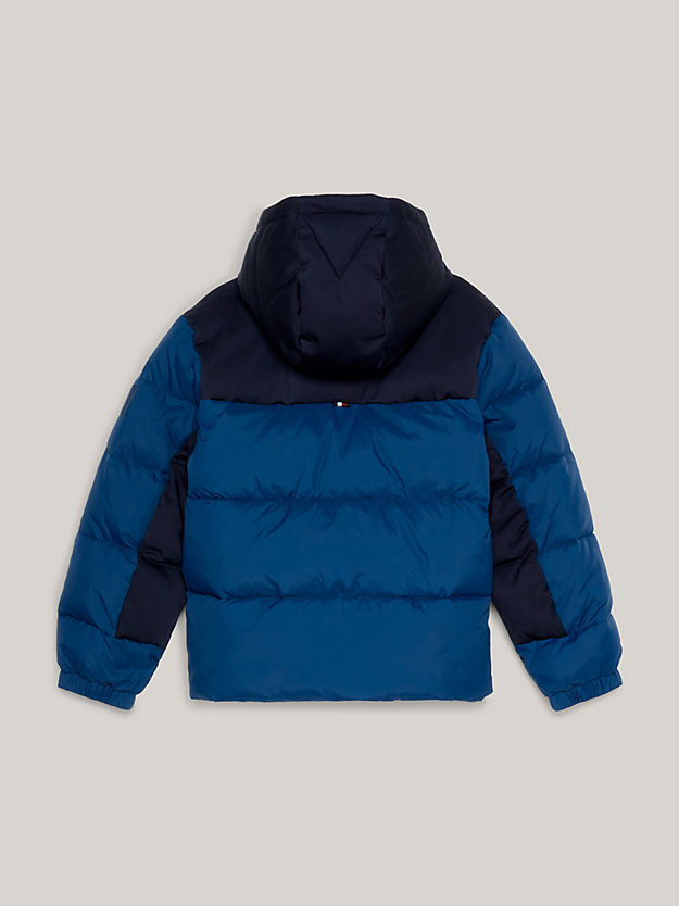 blue recycled hooded new york puffer jacket for boys tommy hilfiger