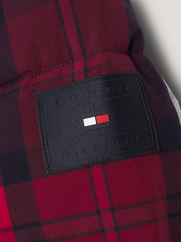red check new york puffer jacket for boys tommy hilfiger