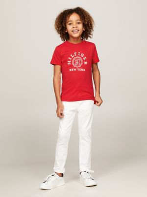 red hilfiger monotype t-shirt mit wappen-logo für jungen - tommy hilfiger