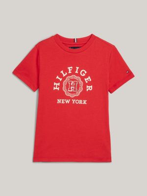 red hilfiger monotype archive crest logo t-shirt for boys tommy hilfiger