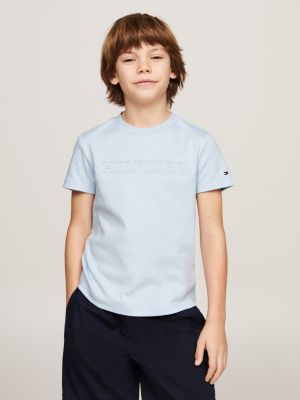 Flag Embroidery Crew Neck T-Shirt | Blue | Tommy Hilfiger