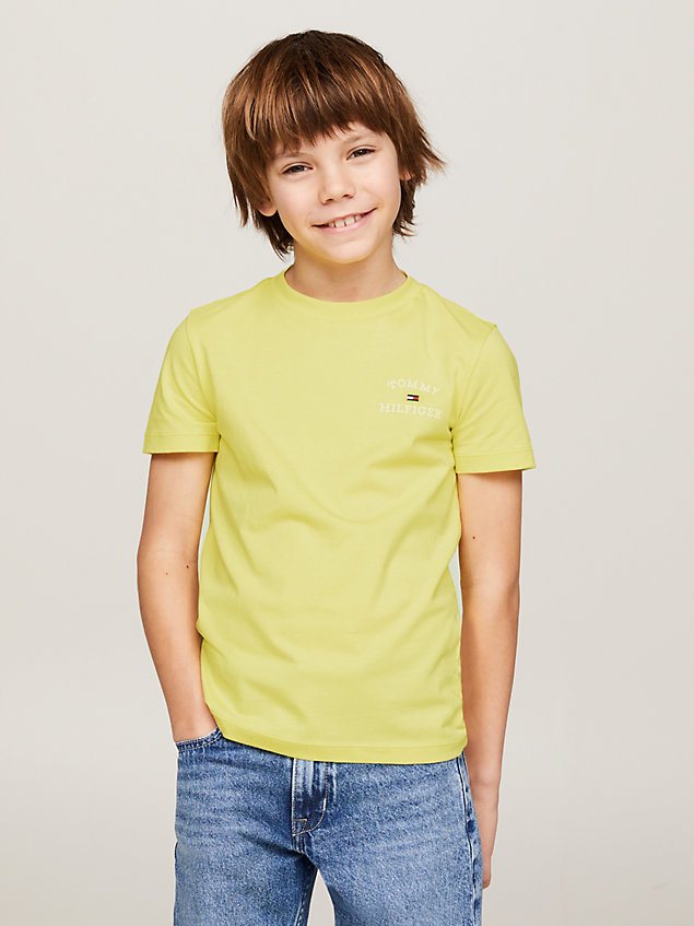 yellow crew neck logo t-shirt for boys tommy hilfiger