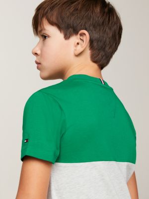 Essential Colour-Blocked Logo T-Shirt | Green | Tommy Hilfiger