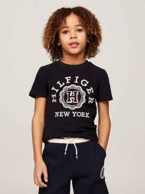 Tommy Hilfiger ESTABLISHED LOGO Blue - Fast delivery  Spartoo Europe ! -  Clothing short-sleeved t-shirts Child 26,40 €