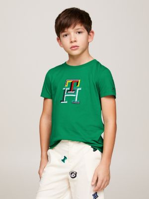 TH Monogram Multicolour Embroidery T-Shirt | Green | Tommy Hilfiger