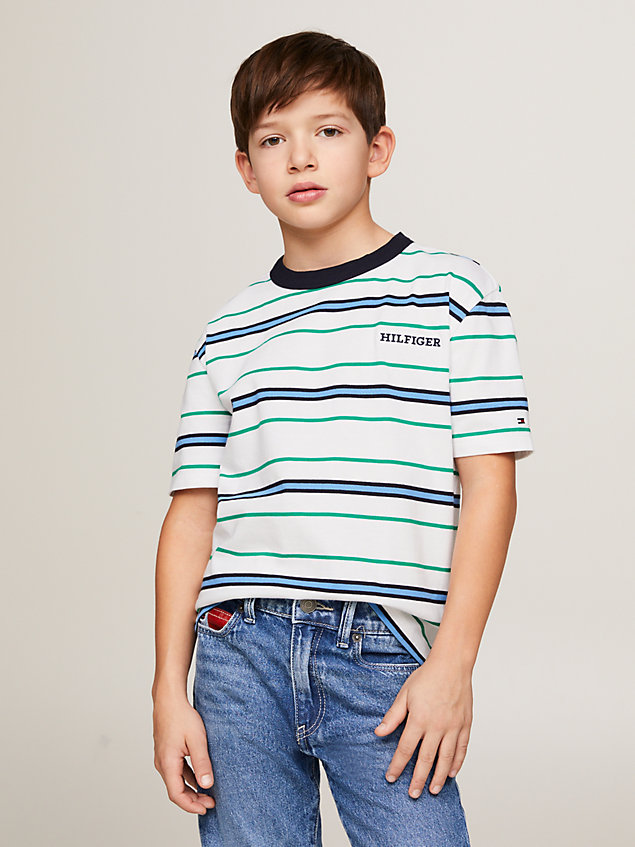 green hilfiger monotype stripe t-shirt for boys tommy hilfiger