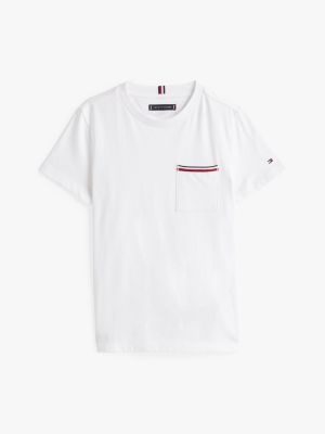 weiß t-shirt mit aufgesetzter tasche und branding für jungen - tommy hilfiger