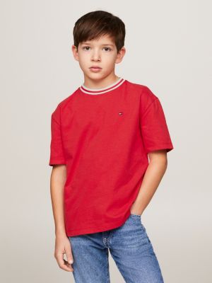 Varsity T shirt met contrastkraag Rood Tommy Hilfiger