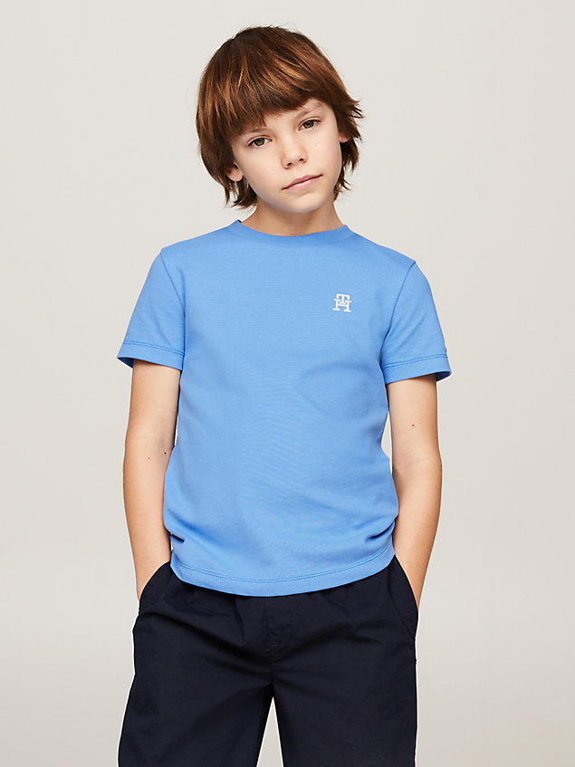 blue th monogram pique t-shirt for boys tommy hilfiger