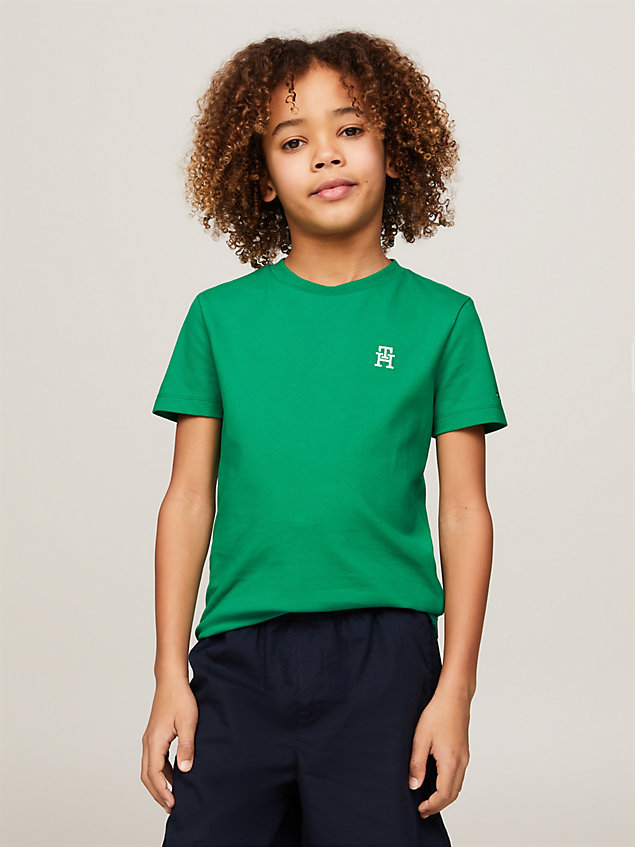 green th monogram pique t-shirt for boys tommy hilfiger