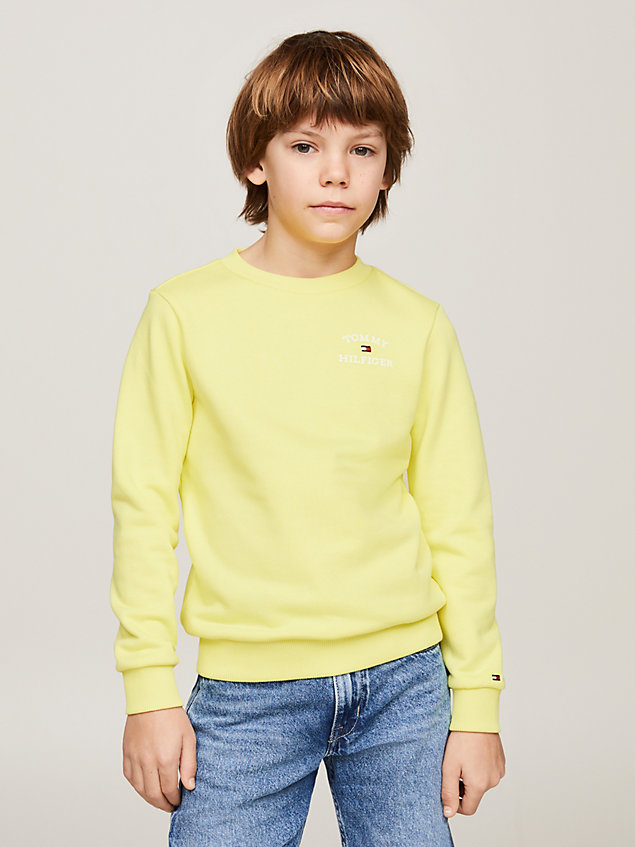 yellow sweatshirt met logo en ronde hals voor jongens - tommy hilfiger