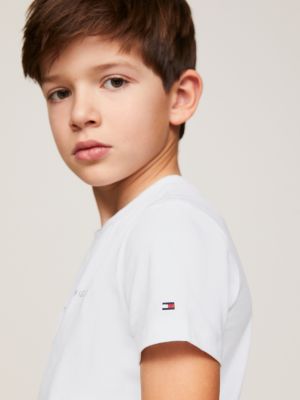 red essential t-shirt und shorts mit logo für jungen - tommy hilfiger