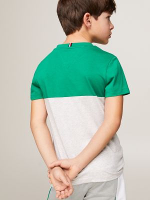 green essential color block-t-shirt und shorts im set für jungen - tommy hilfiger