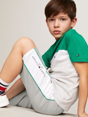 Essential Colour Blocked T Shirt And Shorts Set Green Tommy Hilfiger