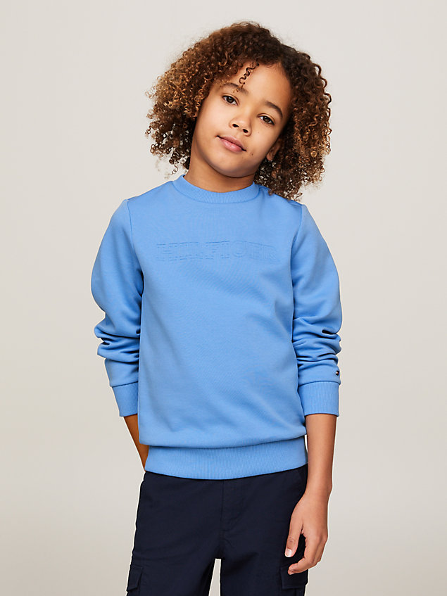 blue hilfiger monotype sweatshirt met logo voor jongens - tommy hilfiger