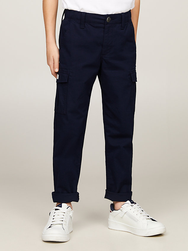 blue hilfiger monotype straight leg cargo trousers for boys tommy hilfiger