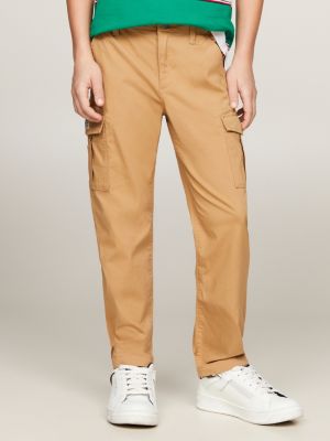 Hilfiger Monotype Straight Leg Cargo Trousers Khaki Tommy Hilfiger