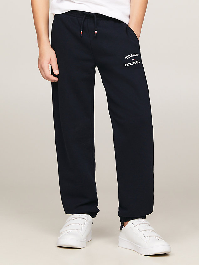 blue archive fit logo joggers for boys tommy hilfiger