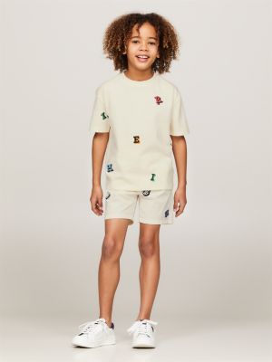beige hilfiger monotype relaxed fit chino-shorts für jungen - tommy hilfiger