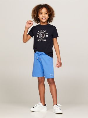blue sweat-shorts mit tunnelzug und logo-stickerei für jungen - tommy hilfiger
