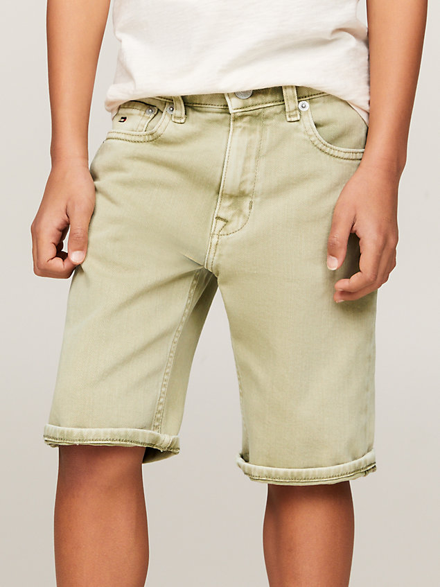 green garment dyed relaxed skater shorts for boys tommy hilfiger