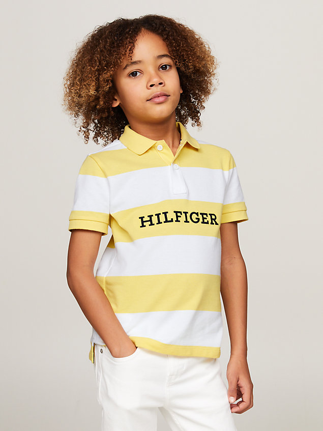 yellow hilfiger monotype colour-blocked regular fit polo for boys tommy hilfiger