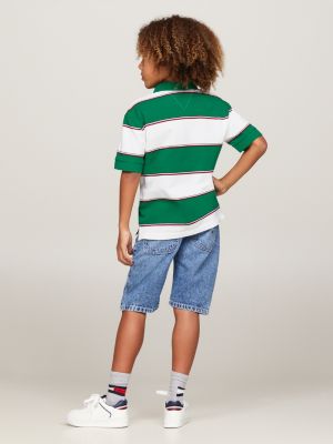 Green striped 2025 rugby polo