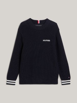 Hilfiger Monotype Rib-Knit Jumper | Blue | Tommy Hilfiger