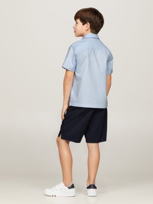 blue essential short sleeve oxford shirt for boys tommy hilfiger