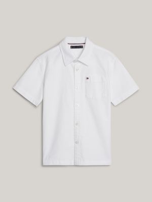 white essential short sleeve oxford shirt for boys tommy hilfiger